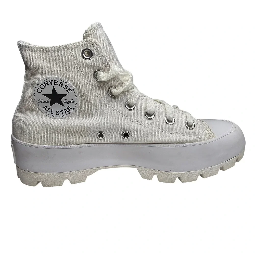 Converse Chuck Taylor Womens 8 White All Star Lugged High Top Sneakers Platform